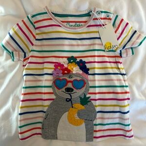NWT Mini Boden sloth appliqué short sleeve shirt